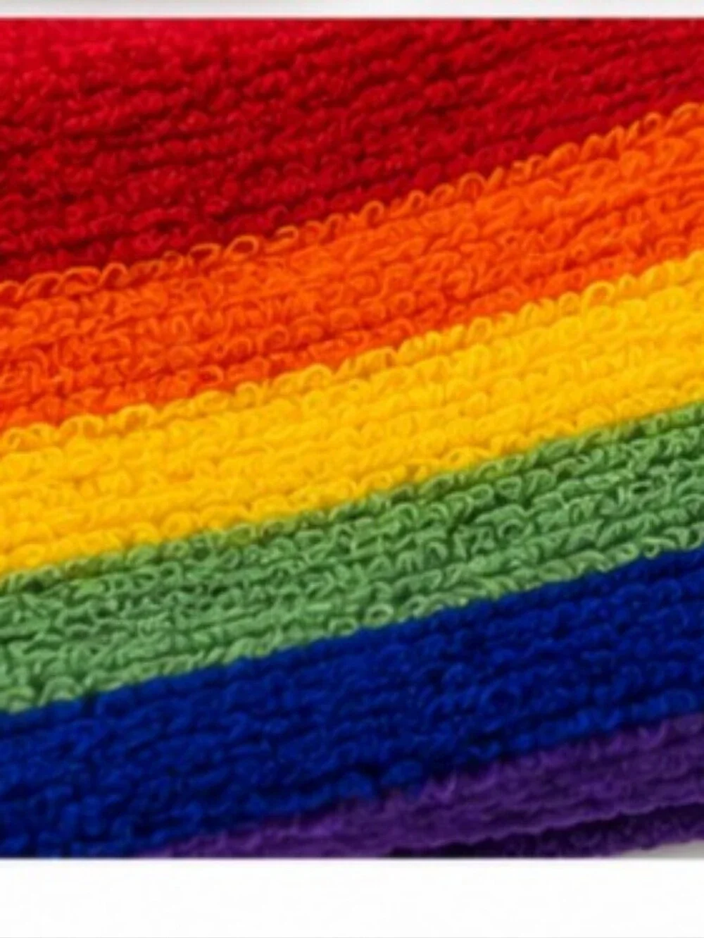 Rainbow Terry Cloth Sweatband Set Headband & 2 Wristbands Retro Pride Fitness